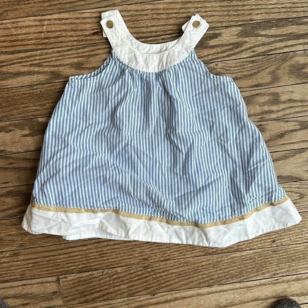 Janie and Jack Blue Striped Sleeveless Dress 6-12 mos EUC